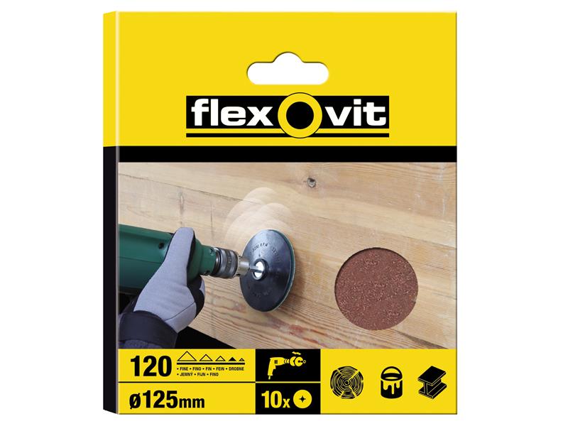 Flexovit Drill Mountable Disc 125mm Medium 80G (Pack 10) FLV26382