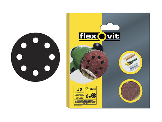 Flexovit Hook & Loop Sanding Disc 115mm Fine 120G (Pack 6) FLV26386