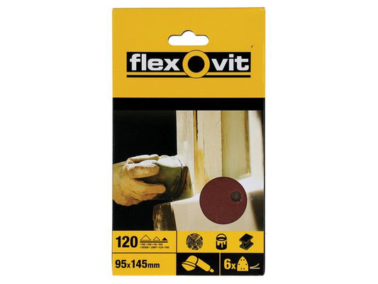 Flexovit Detail Hook & Loop Sanding Sheets 95x145mm Fine 120G (Pack 6) FLV26409