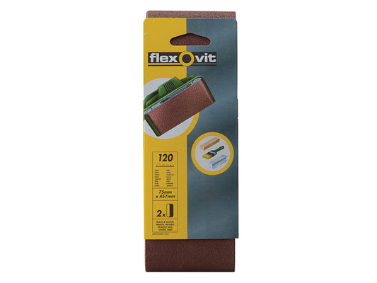 Flexovit Cloth Sanding Belt 457 x 75mm Fine 120G (Pack 2) FLV26464
