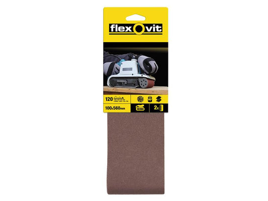Flexovit Cloth Sanding Belt 560 x 100mm Fine 120G Pack of 2 FLV26476