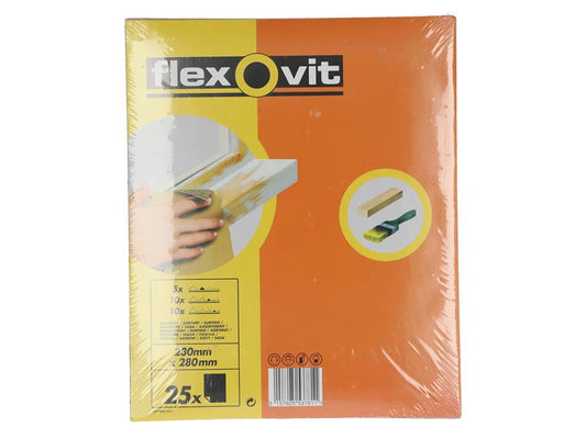 Flexovit Glasspaper Sanding Sheets 230 x 280mm Assorted (25) FLV26563