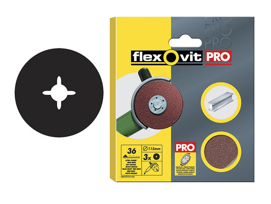 Flexovit Aluminium Oxide Fibre Disc 125mm Fine 80G (Pack 3) FLV27538