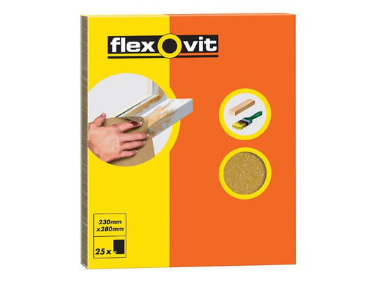 Flexovit Glasspaper Sanding Sheets 230 x 280mm Grade M2 (25) FLV58236