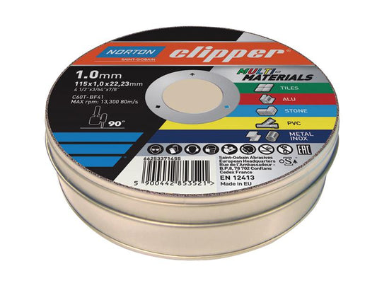 Flexovit Clipper® Multi-Materials Cutting Discs 115 x 22.23mm (Tin of 10) FLV839907