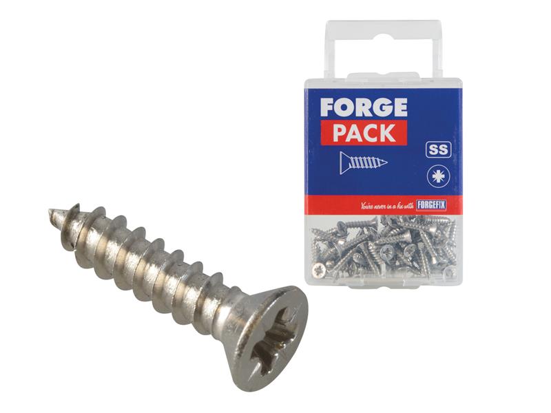 ForgeFix Self-Tapping Screw Pozi Compatible CSK A2 SS 1/2in x 4 ForgePack 60 FOR184515