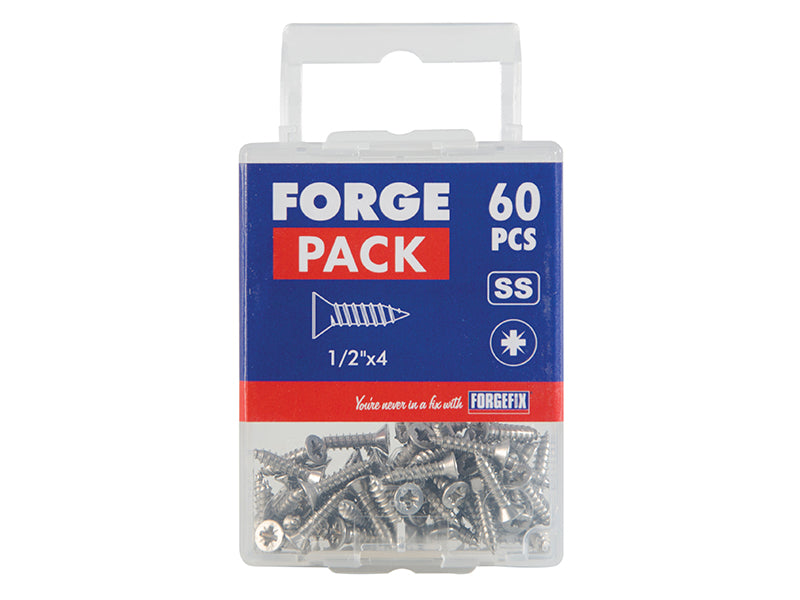 ForgeFix Self-Tapping Screw Pozi Compatible CSK A2 SS 1/2in x 4 ForgePack 60 FOR184515