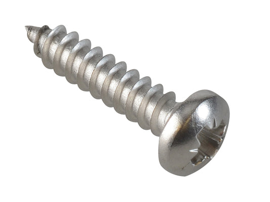 ForgeFix Self-Tapping Screw Pozi Compatible Pan A2 SS 3/4in x 8 ForgePack 30 FOR185086