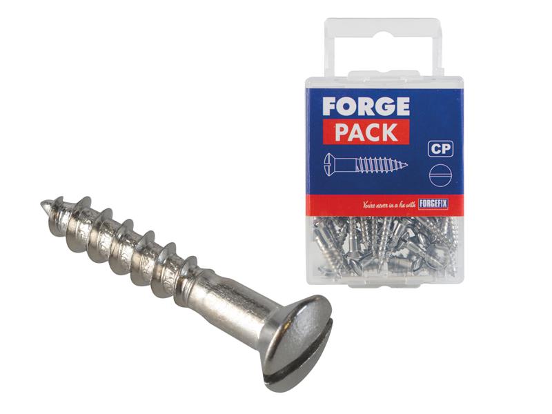 ForgeFix Multi-Purpose Screw SL Raised Head Chrome Plated 3.5 x 20mm Forge Pack 45 FOR185475