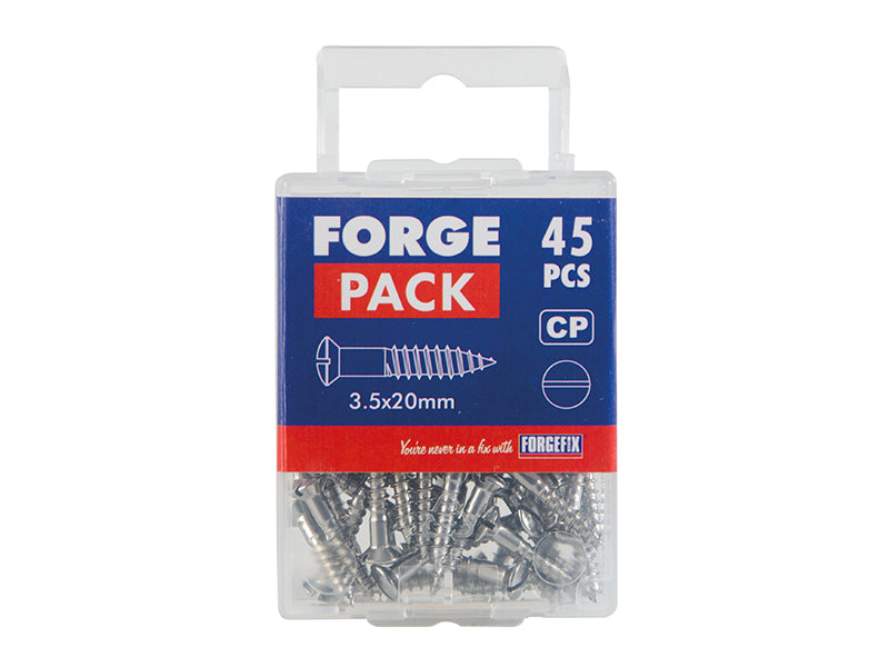 ForgeFix Multi-Purpose Screw SL Raised Head Chrome Plated 3.5 x 20mm Forge Pack 45 FOR185475