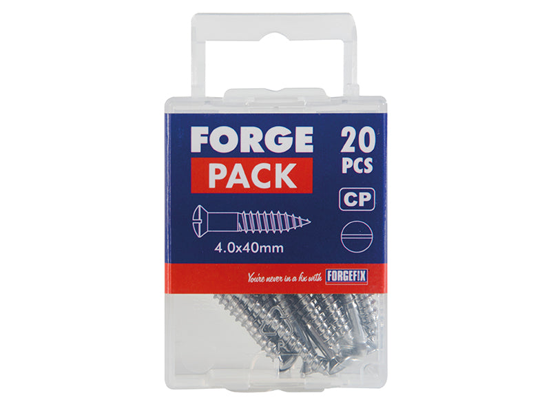 ForgeFix Multi-Purpose Screw SL Raised Head Chrome Plated 4.0 x 40mm ForgePack 20 FOR185598