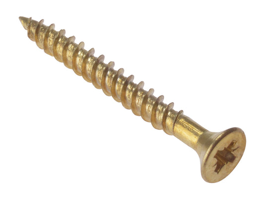ForgeFix General Purpose Pozi Compatible Screw CSK TT Electro Brass 1.1/2in x 8 Box 200 FORCSK1128E