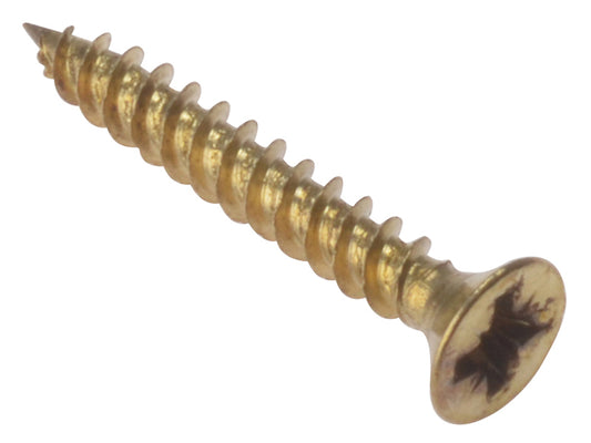 ForgeFix General Purpose Pozi Compatible Screw CSK TT Electro Brass 1.1/4in x 10 Box 200 FORCSK11410E