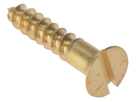 ForgeFix Wood Screw Slotted CSK Solid Brass 1in x 10 Box 200 FORCSK110B
