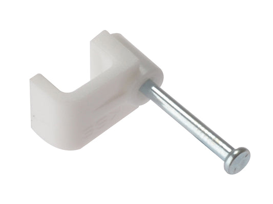 ForgeFix Cable Clip Flat White 1.00mm Box 100 FORFCC1W