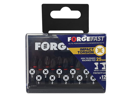 ForgeFix ForgeFast Pozidriv Compatible Impact Bit Set, 12 Piece FORFFBSPZ12