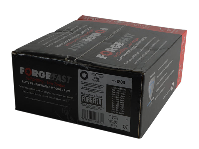 ForgeFix ForgeFast Torx® Compatible Wood Screw Pack 1800 Piece FORFFTPACK