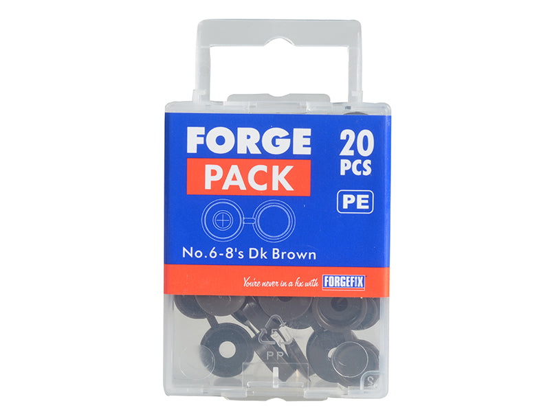 ForgeFix Hinged Cover Caps Dark Brown No.6-8 Forge Pack 20 FORFPHCC1