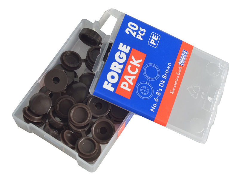ForgeFix Hinged Cover Caps Dark Brown No.6-8 Forge Pack 20 FORFPHCC1