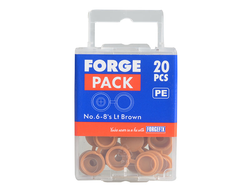 ForgeFix Hinged Cover Caps Light Brown No.6-8 Forge Pack 20 FORFPHCC4