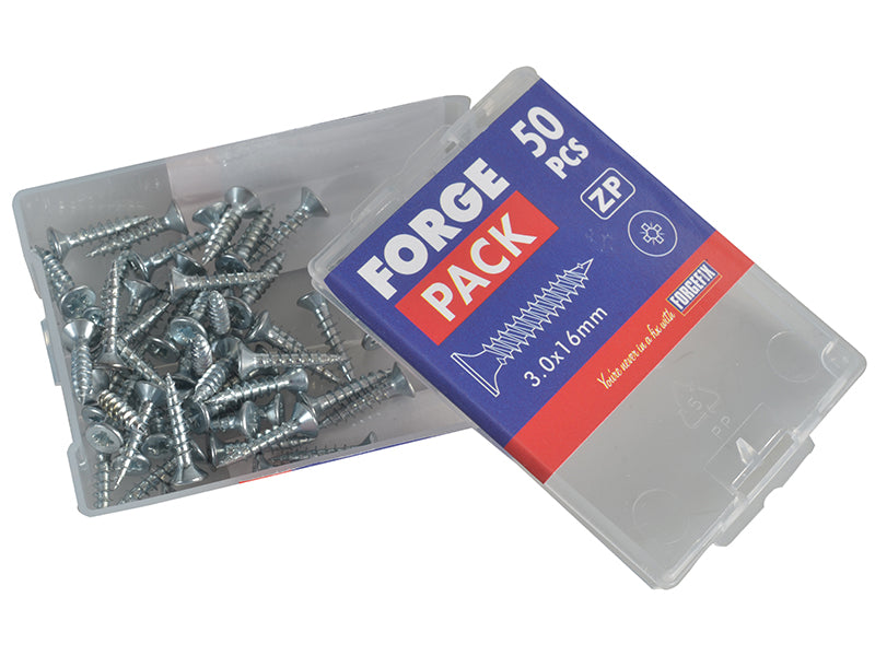 ForgeFix Multi-Purpose Pozi Compatible Screw CSK ST ZP 3.0 x 16mm Forge Pack 50 FORFPMP316Z