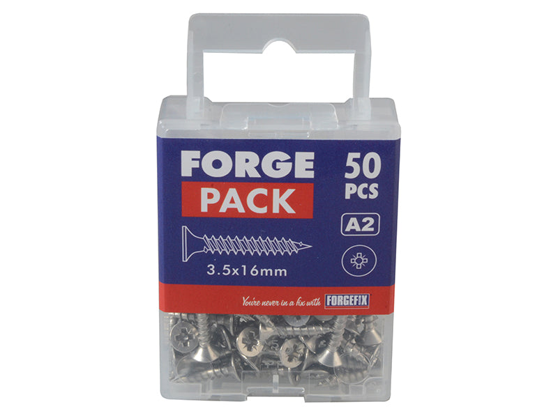 ForgeFix Multi-Purpose Pozi Compatible Screw CSK ST S/Steel 3.5 x 16mm Forge Pack 50 FORFPMP3516S