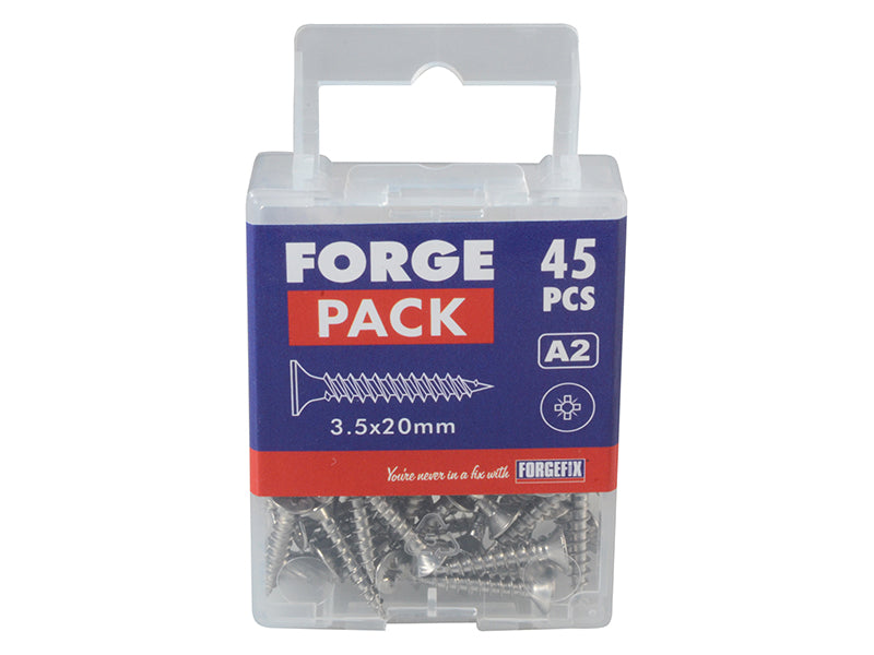 ForgeFix Multi-Purpose Pozi Compatible Screw CSK ST S/Steel 3.5 x 20mm Forge Pack 45 FORFPMP3520S