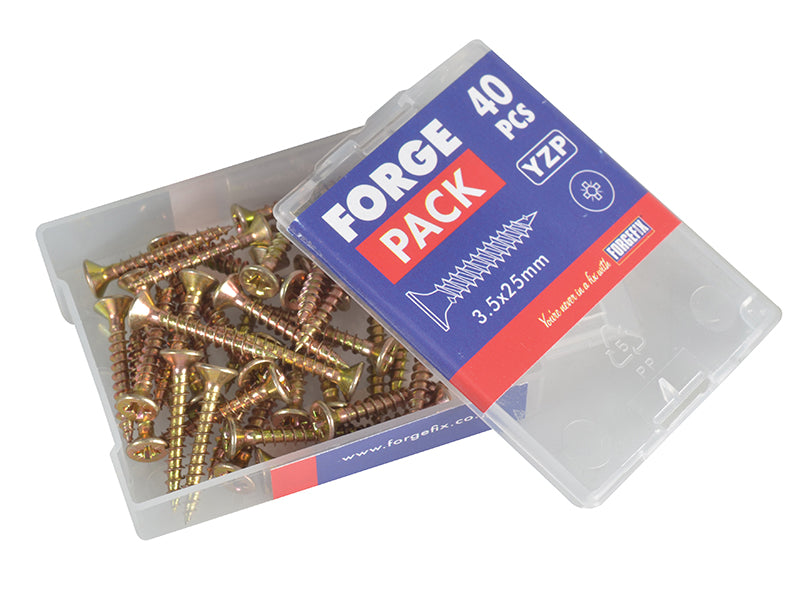 ForgeFix Multi-Purpose Pozi Compatible Screw CSK ST ZYP 3.5 x 25mm Forge Pack 40 FORFPMP3525Y