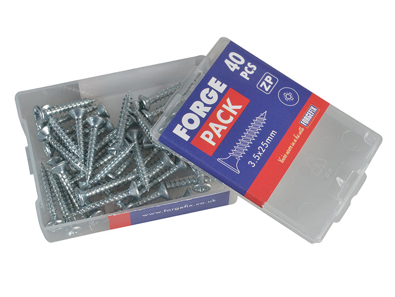 ForgeFix Multi-Purpose Pozi Compatible Screw CSK ST ZP 3.5 x 25mm Forge Pack 40 FORFPMP3525Z