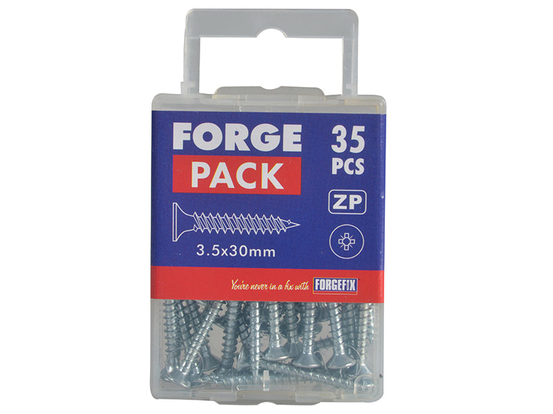 ForgeFix Multi-Purpose Pozi Compatible Screw CSK ST ZP 3.5 x 30mm Forge Pack 35 FORFPMP3530Z