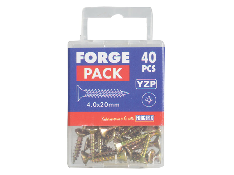 ForgeFix Multi-Purpose Pozi Compatible Screw CSK ST ZYP 4.0 x 20mm Forge Pack 40 FORFPMP420Y