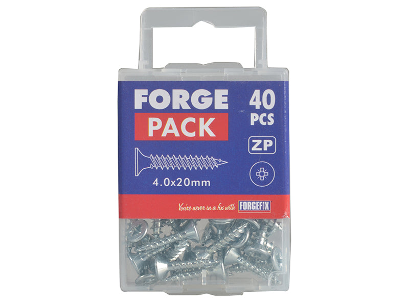 ForgeFix Multi-Purpose Pozi Compatible Screw CSK ST ZP 4.0 x 20mm Forge Pack 40 FORFPMP420Z