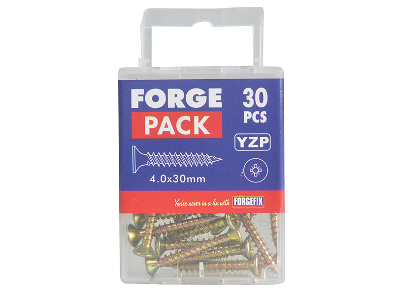 ForgeFix Multi-Purpose Pozi Compatible Screw CSK ST ZYP 4.0 x 30mm Forge Pack 30 FORFPMP430Y