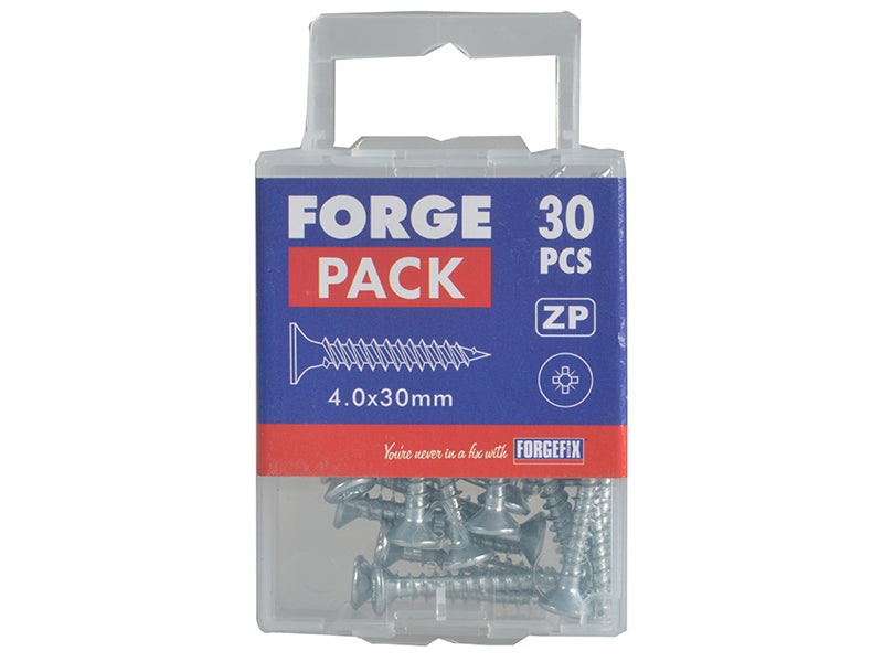 ForgeFix Multi-Purpose Pozi Compatible Screw CSK ST ZP 4.0 x 30mm Forge Pack 30 FORFPMP430Z