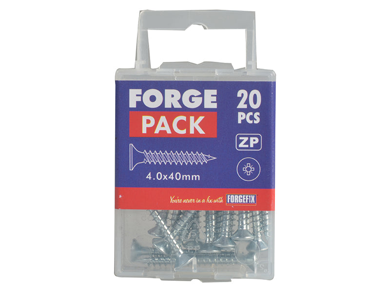 ForgeFix Multi-Purpose Pozi Compatible Screw CSK ST ZP 4.0 x 40mm Forge Pack 20 FORFPMP440Z