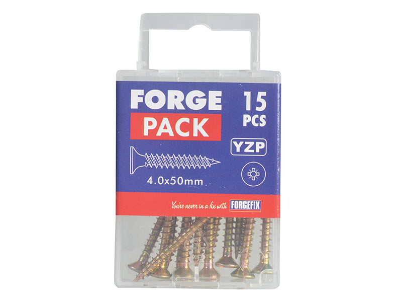 ForgeFix Multi-Purpose Pozi Compatible Screw CSK ST ZYP 4.0 x 50mm Forge Pack 15 FORFPMP450Y