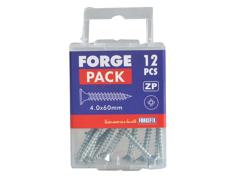 ForgeFix Multi-Purpose Pozi Compatible Screw CSK ST ZP 4.0 x 60mm Forge Pack 12 FORFPMP460Z