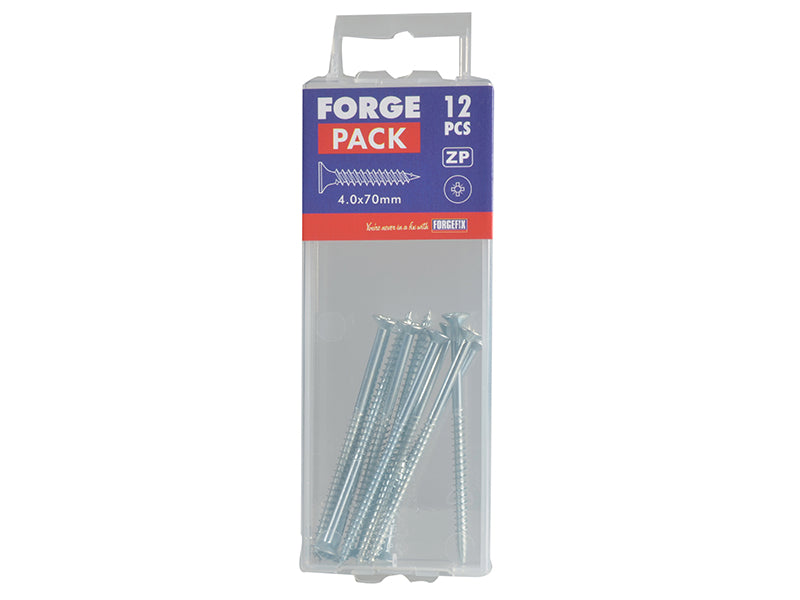ForgeFix Multi-Purpose Pozi Compatible Screw CSK ST ZP 4.0 x 70mm Forge Pack 12 FORFPMP470Z