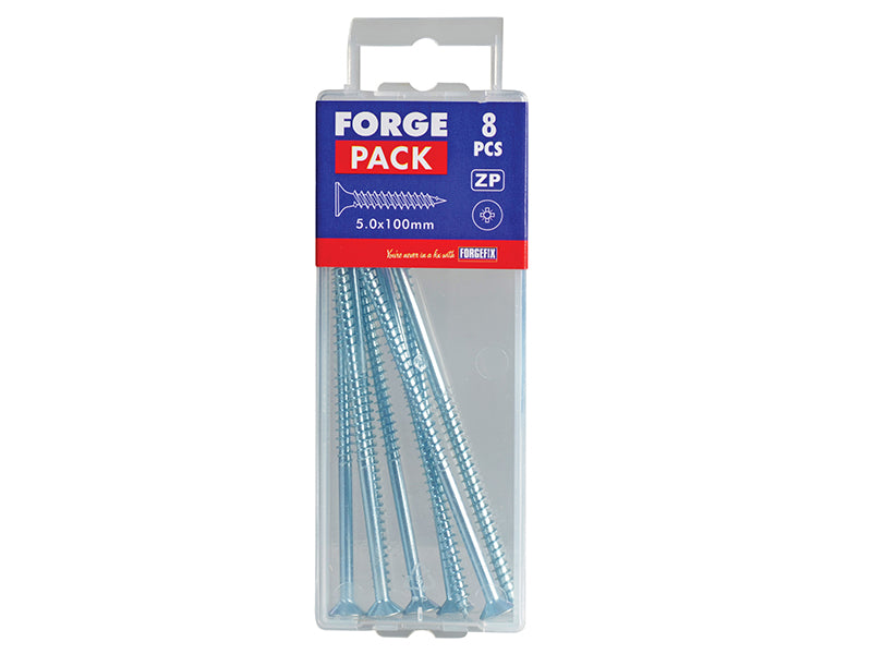 ForgeFix Multi-Purpose Pozi Compatible Screw CSK ST ZP 5.0 x 100mm Forge Pack 8 FORFPMP5100Z