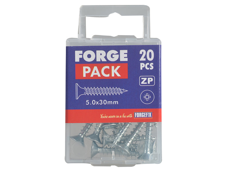 ForgeFix Multi-Purpose Pozi Compatible Screw CSK ST ZP 5.0 x 30mm Forge Pack 20 FORFPMP530Z