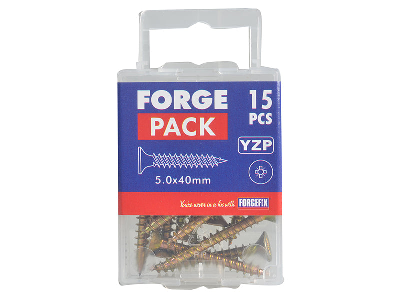 ForgeFix Multi-Purpose Pozi Compatible Screw CSK ST ZYP 5.0 x 40mm Forge Pack 15 FORFPMP540Y