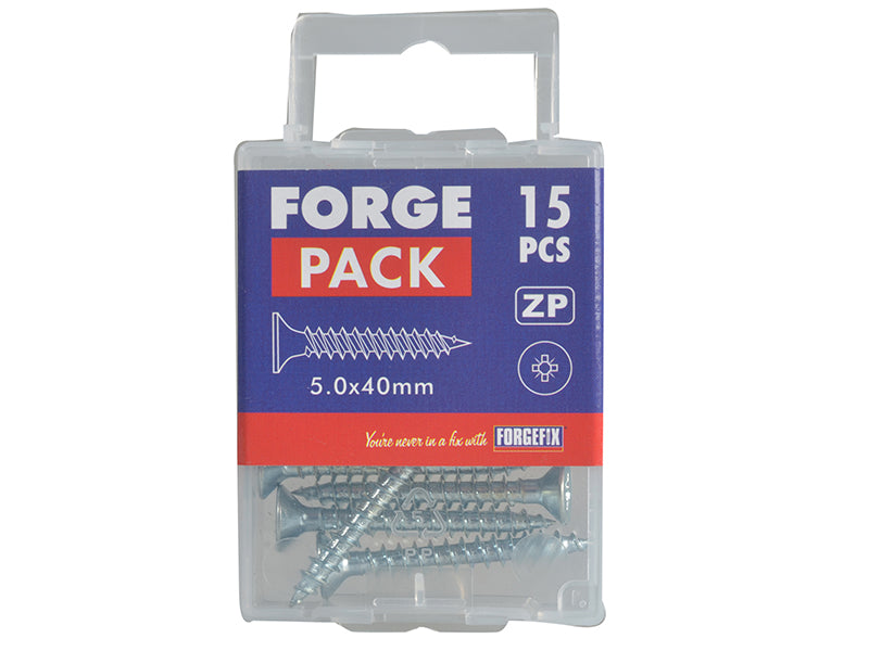 ForgeFix Multi-Purpose Pozi Compatible Screw CSK ST ZP 5.0 x 40mm Forge Pack 15 FORFPMP540Z