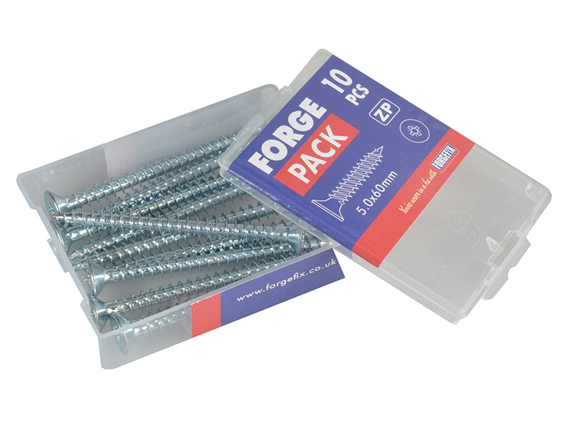 ForgeFix Multi-Purpose Pozi Compatible Screw CSK ST ZP 5.0 x 60mm Forge Pack 10 FORFPMP560Z