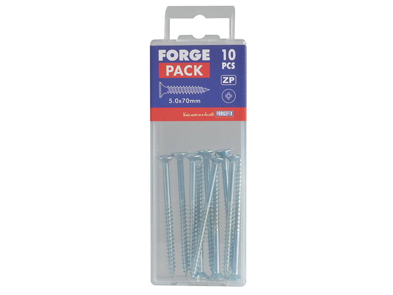 ForgeFix Multi-Purpose Pozi Compatible Screw CSK ST ZP 5.0 x 70mm Forge Pack 10 FORFPMP570Z