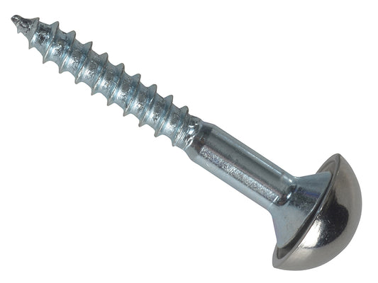 ForgeFix Mirror Screw Chrome Domed Top Slotted ZP 1.1/4in x 8 Forge Pack 8 FORFPMS1148