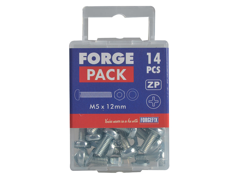 ForgeFix Machine Screw Pozi Compatible Pan Head ZP M5 x 12mm Forge Pack 14 FORFPMSPH512