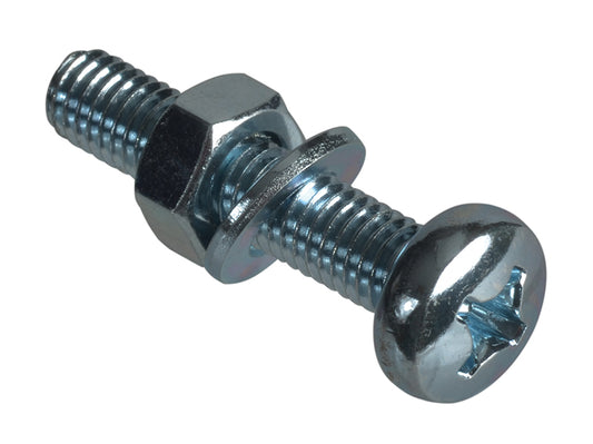 ForgeFix Machine Screw Pozi Compatible Pan Head ZP M6 x 30mm Forge Pack 6 FORFPMSPH630
