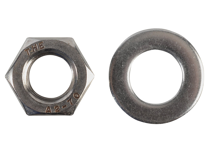 ForgeFix Hexagonal Nuts & Washers A2 Stainless Steel M12 ForgePack 6 FORFPNUT12SS