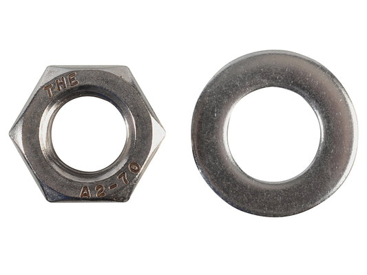 ForgeFix Hexagonal Nuts & Washers A2 Stainless Steel M12 ForgePack 6 FORFPNUT12SS