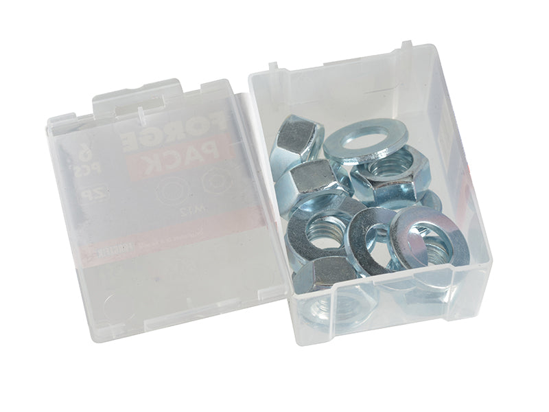 ForgeFix Hexagonal Nuts & Washers ZP M12 ForgePack 6 FORFPNUT12